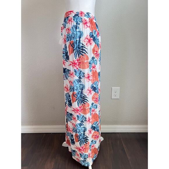 New Roxy She Cares Floral Maxi Skirt Women's S Tropical Beach Swim Hawaiian - Picture 6 of 11